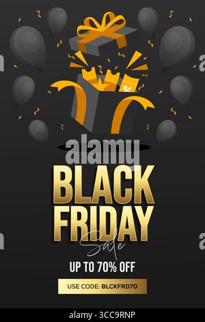 black friday sale poster illustration in gradient style Stock Vector