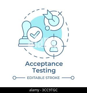 Acceptance testing soft blue concept icon Stock Vector