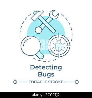 Detecting bugs soft blue concept icon Stock Vector