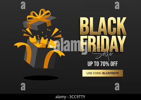 black friday sale background illustration in gradient style Stock Vector
