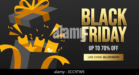 black friday sale banner illustration in gradient style Stock Vector