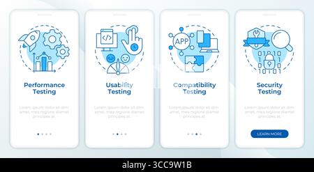 Software usability testing blue onboarding mobile app screen Stock Vector