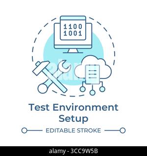Test environment setup soft blue concept icon Stock Vector