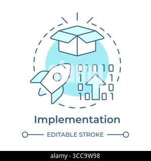 Implementation soft blue concept icon Stock Vector