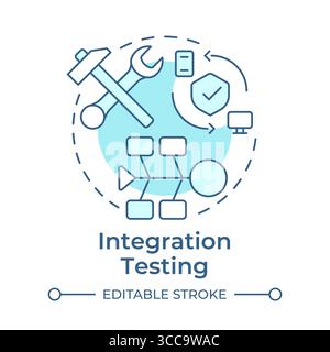 Integration testing soft blue concept icon Stock Vector