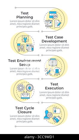 Software testing life cycle infographic vertical sequence Stock Vector