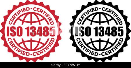 ISO 13485 Certification Badges – Vector Stamp for Medical Device Quality Standards Stock Vector