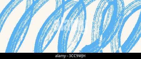 Rough grainy swirl brush strokes. Hand drawn curves with distressed, spray texture. Retro abstract vector bg Stock Vector