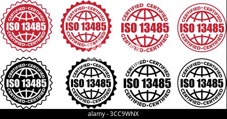 ISO 13485 Certification Badges – Vector Stamp for Medical Device Quality Standards Stock Vector