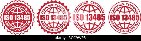 ISO 13485 Certification Badges – Vector Stamp for Medical Device Quality Standards Stock Vector