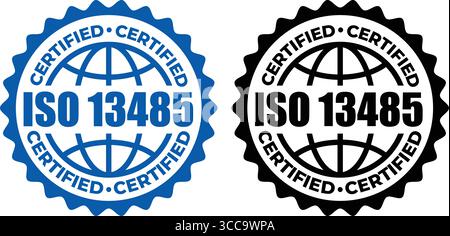 ISO 13485 Certification Badges – Vector Stamp for Medical Device Quality Standards Stock Vector