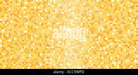 Disco golden mosaic. Background foil metallic texture. Mirror party mosaic yellow shiny sparkle, glam pattern texture. Gold night club retro wall floor. Vector illustration Stock Vector