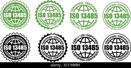ISO 13485 Certification Badges – Vector Stamp for Medical Device Quality Standards Stock Vector