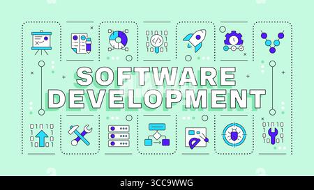 Software development green word concept Stock Vector