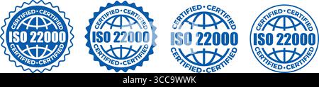 ISO 22000 Certification Stamp – Vector Seal and badge for Food Safety Standards Stock Vector