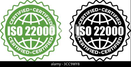 ISO 22000 Certification Stamp – Vector Seal and badge for Food Safety Standards Stock Vector