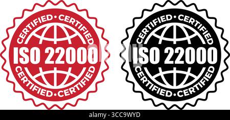 ISO 22000 Certification Stamp – Vector Seal and badge for Food Safety Standards Stock Vector