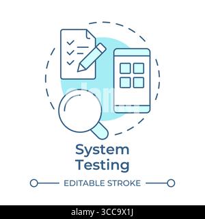 System testing soft blue concept icon Stock Vector