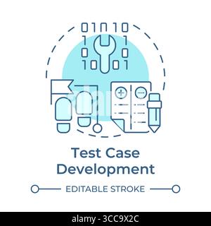 Test case development soft blue concept icon Stock Vector