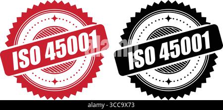 ISO 45001 Certification Badge – Vector Seal for Occupational Health and Safety Management Stock Vector
