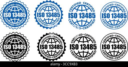 ISO 13485 Certification Badges – Vector Stamp for Medical Device Quality Standards Stock Vector