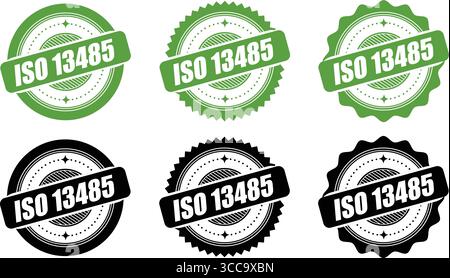 ISO 13485 Certification Badges – Vector Stamp for Medical Device Quality Standards Stock Vector