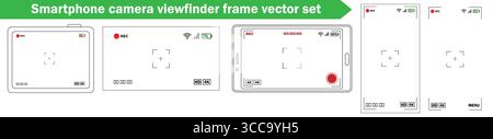 Smartphone Camera Viewfinder Vector | Video Recording Frame, Recording Screen, Camera Video Illustration Stock Vector