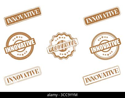 A Collection of Innovative Rubber Stamps and Seals Stock Vector