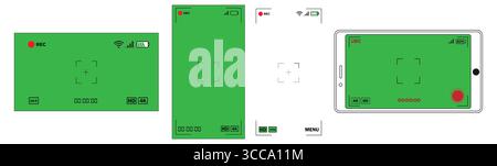 Video Recording Frame with Green Screen Background | Video Frame, Green Screen, Recording. Stock Vector