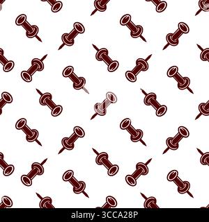 Pushpins seamless pattern. Office supplies for paper fastening. Hand drawn vector stationery clipart for Back to School and Teachers Day banners. Stock Vector