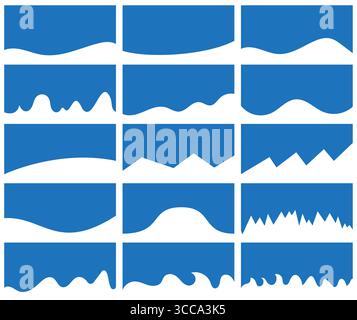 Wave shape blue divider collection for web and app design Vector illustration separator silhouette Stock Vector