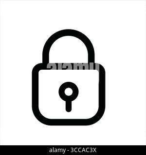 A simple black and white graphic illustration of a closed padlock security icon on a white background. symbolizing security and protection Stock Vector