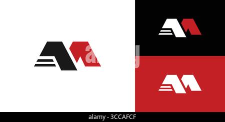 Masculine and strong letter AM initials logo design Stock Vector