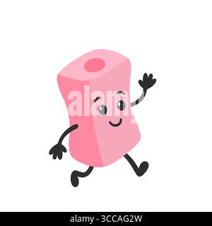 Cute cartoon pencil sharpener character, flat vector illustration Stock Vector