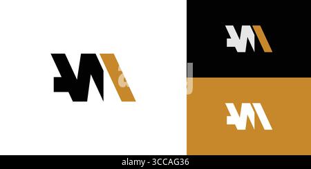 Unique and Bold letter AM initials logo design Stock Vector