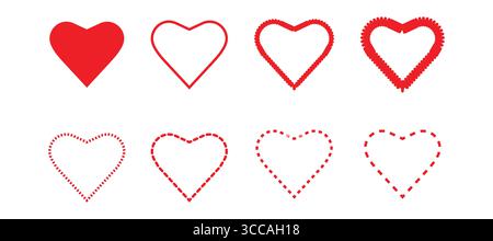 Red heart icon Vector Set Stock Vector
