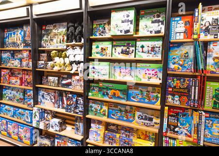 Colorful Board Games and Puzzles on Toy Store Shelves. London, UK, 8 June 2024 Stock Photo