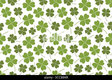 seamless pattern with four-leaf clovers, St Patricks Day background, great for wrapping, textile, wallpaper, greeting card- vector illustration Stock Vector