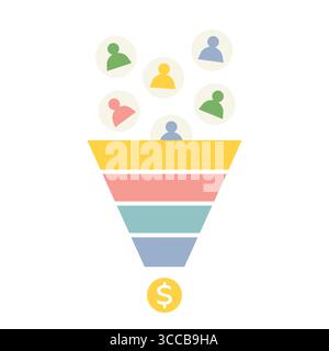 sales, marketing funnel; lead generation infographic - vector illustration Stock Vector