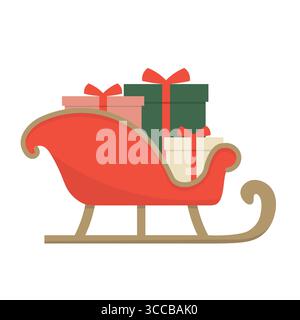 traditional Santa sleigh with gift boxes, christmas design element - vector illustration Stock Vector