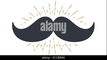 Mustache and vintage sun rays sunburst Stock Vector