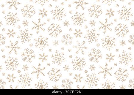 golden winter, christmas snowflakes seamless pattern; perfect for holiday-themed projects like wrapping paper, holiday cards, or digital backgrounds - Stock Vector