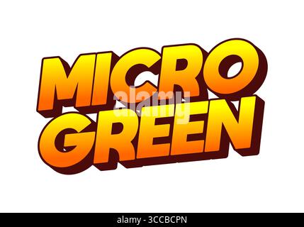 A vibrant logo featuring the words MICRO GREEN in bold, stylized typography with a gradient from yellow to orange. The design is modern and eye catchi Stock Vector