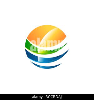 global abstract sphere logo, circle elements wave logo symbol icon vector design Stock Vector