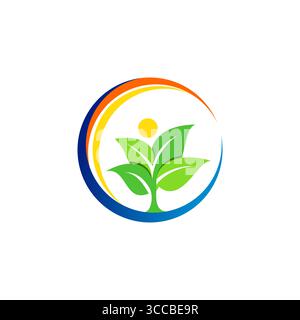 circle plant ecology nature tree logo symbol icon vector design illustration Stock Vector