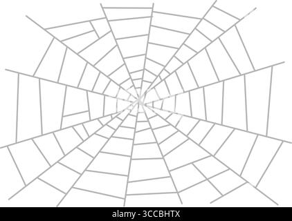 Cartoon Spider Gray Web. Vector Illustration Flat Design Isolated On Transparent Background Stock Vector