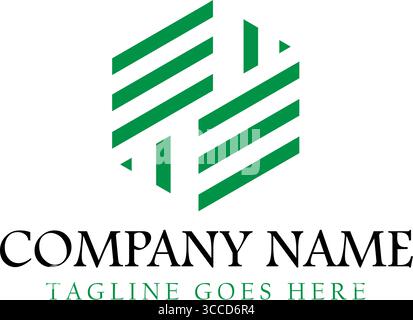 Hexagon E Logo Template – Modern Green Branding Design for Businesses Stock Vector