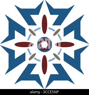 Blue sharp snowflake shape. Vector Stock Vector