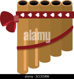 Traditional pan flute instrument. Vector Stock Vector