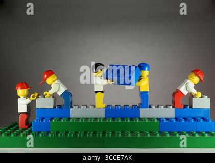Assortment of Lego mini figures Stock Photo